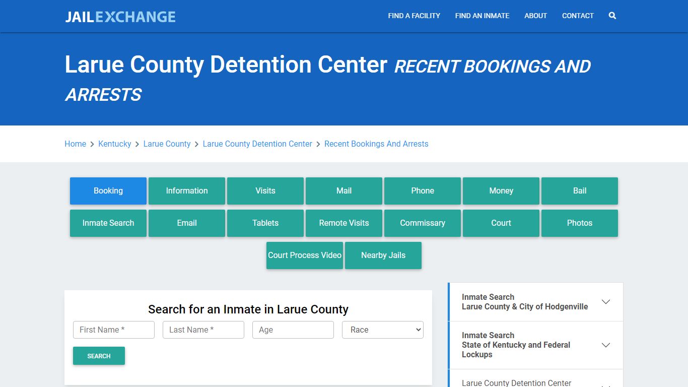 Larue County Detention Center Recent Bookings And Arrests - Jail Exchange