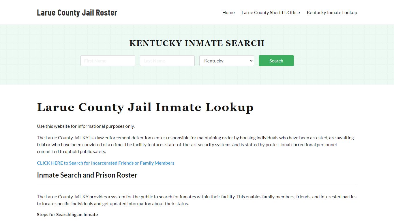 Larue County Jail Roster Lookup, KY, Inmate Search