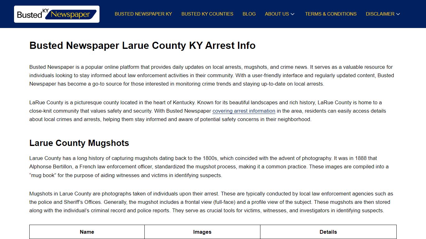 Busted Newspaper Larue County KY Arrest Info