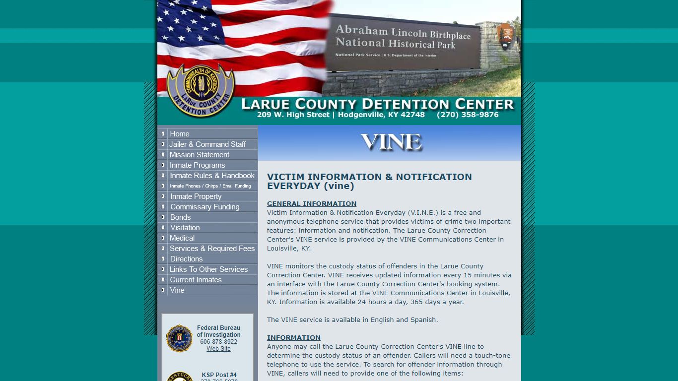 Welcome to the Larue County Detention Center Website