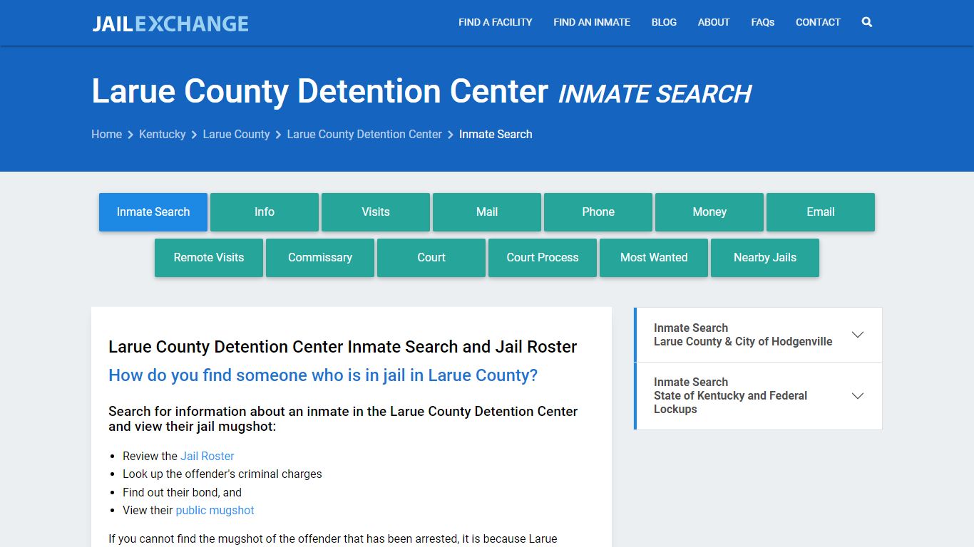 Larue County Detention Center Inmate Search - Jail Exchange
